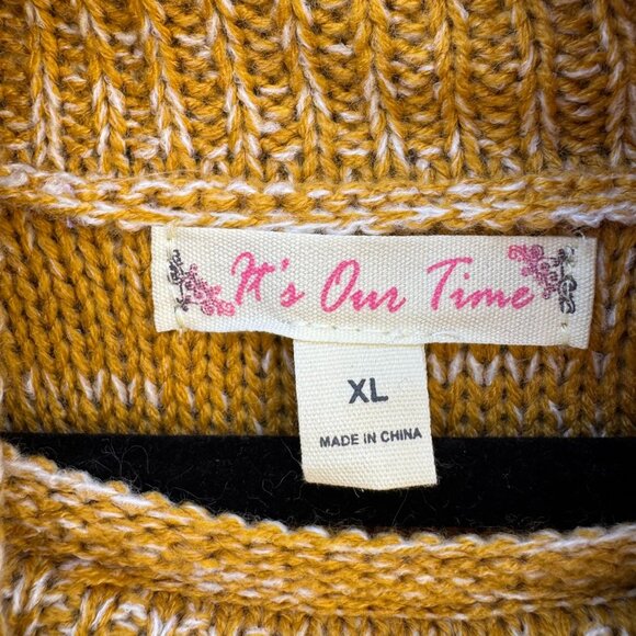 Its Our Time Mustard Yellow Womens Open Knit Cowl Neck Long Sleeve Sweater XL - Picture 2 of 10